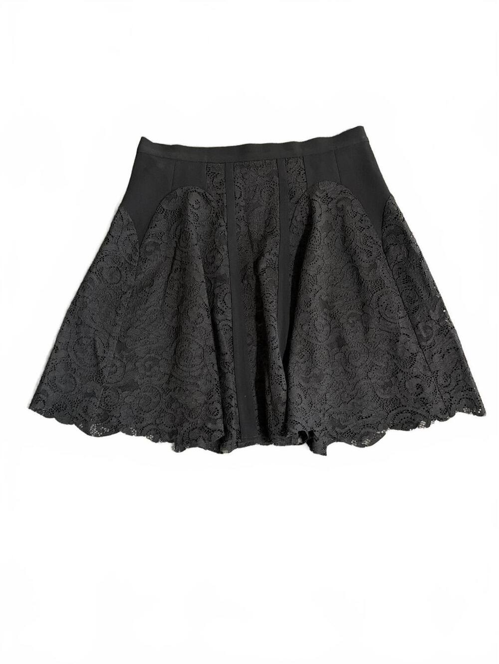 Diane von Furstenberg Radella Black Lace Flared Skirt Size 10